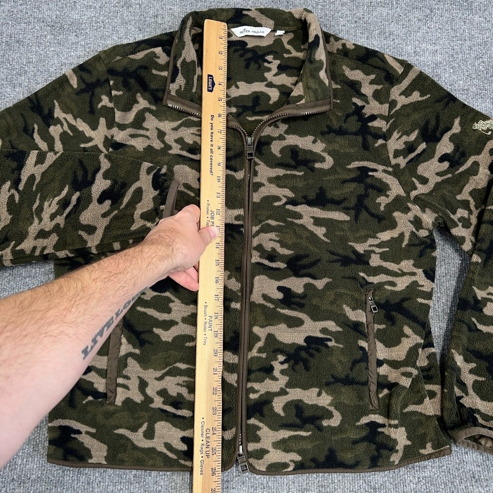 Peter Millar Jacket Men L Olive Branch Camo Micro Shearling Fleece Full Zip Golf - Picture 5 of 13
